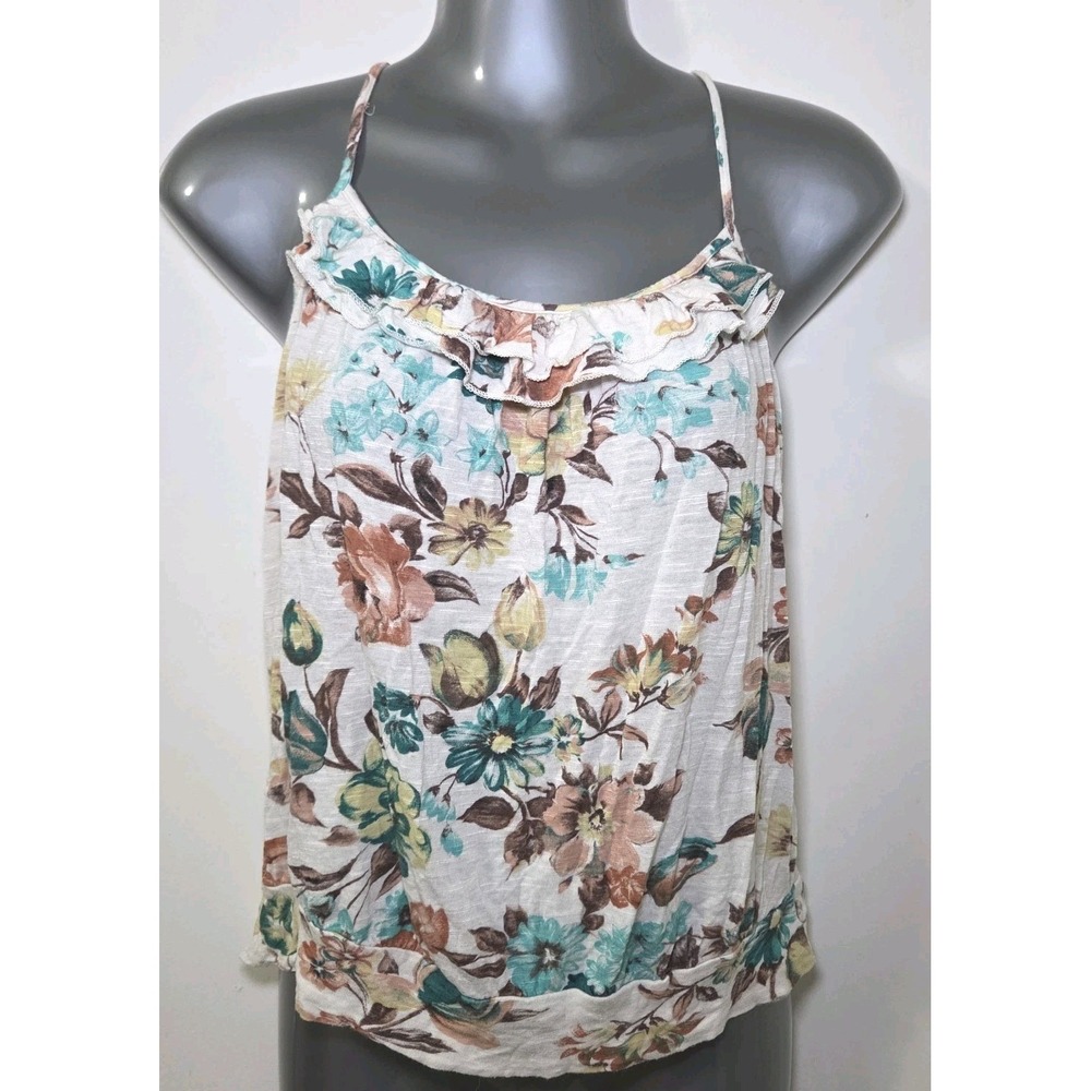 Body Central Floral Crochet Back Tank Top Spaghetti Strap Boho Size M Y2K